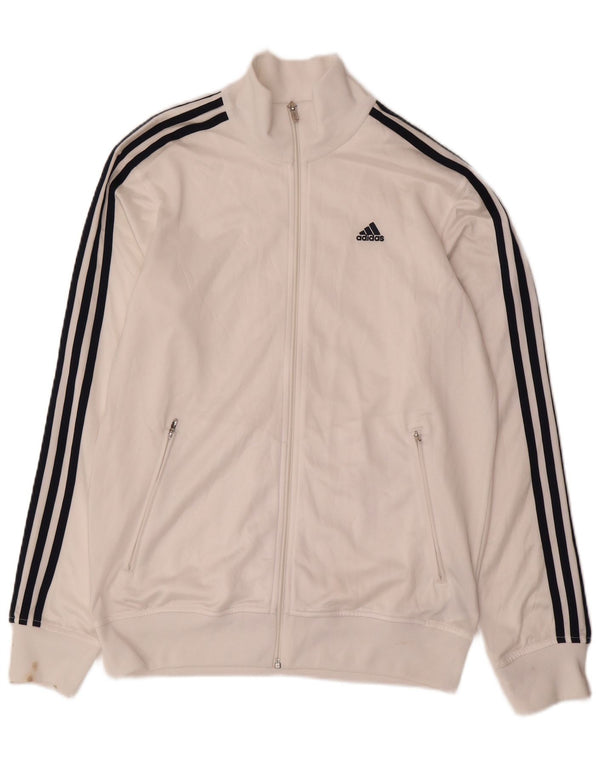 Adidas Mens Tracksuit Top Jacket UK 38/40 Medium White Polyester Sports