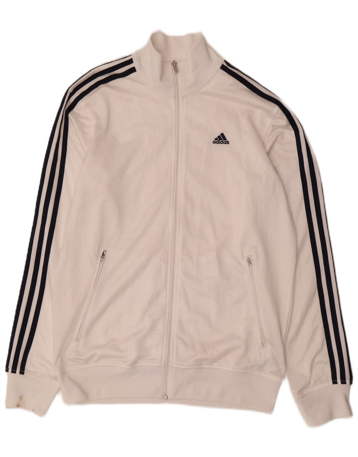 Adidas Mens Tracksuit Top Jacket UK 38/40 Médio Branco Poliéster Esportes