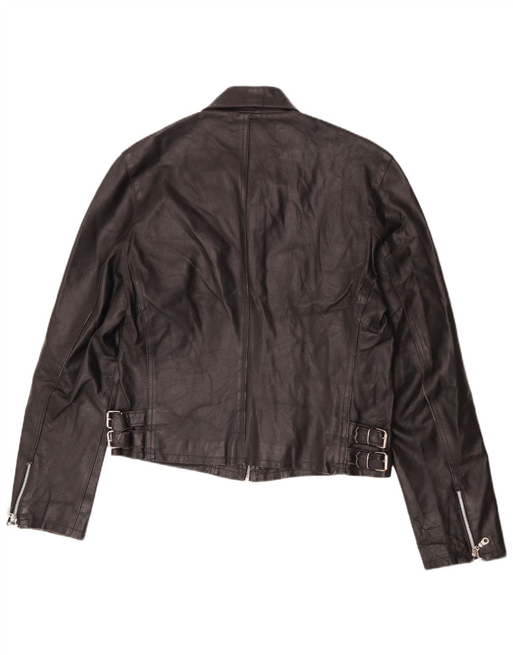 Jaqueta de couro feminina Spectra UK 16 grande preta