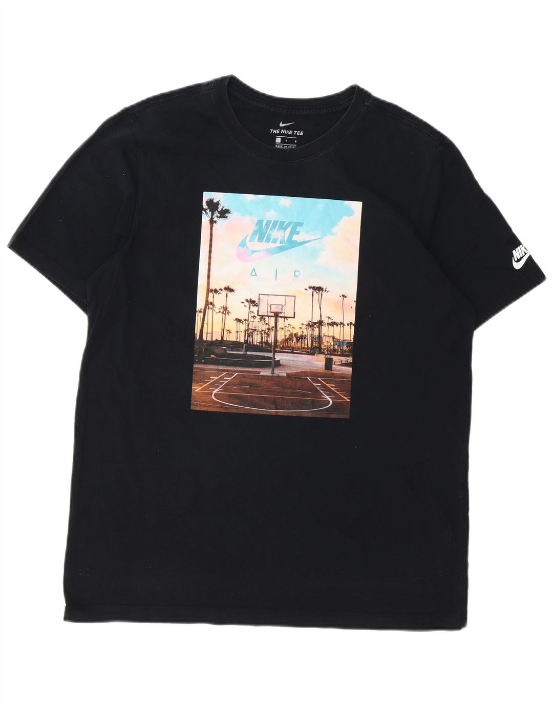 Camiseta gráfica masculina NIKE Top grande de algodão preto