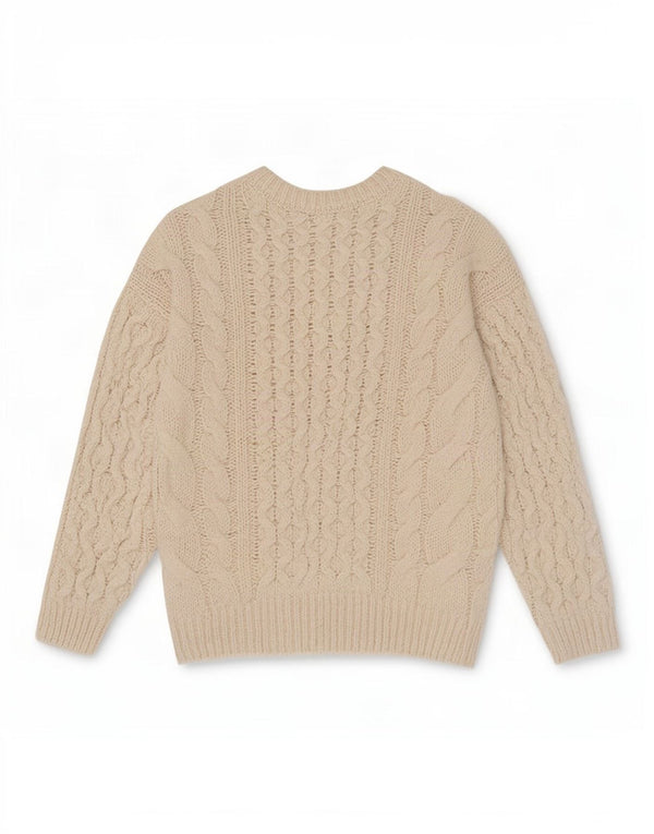 Zara Suéter feminino oversized com gola redonda UK 12 Médio Off White
