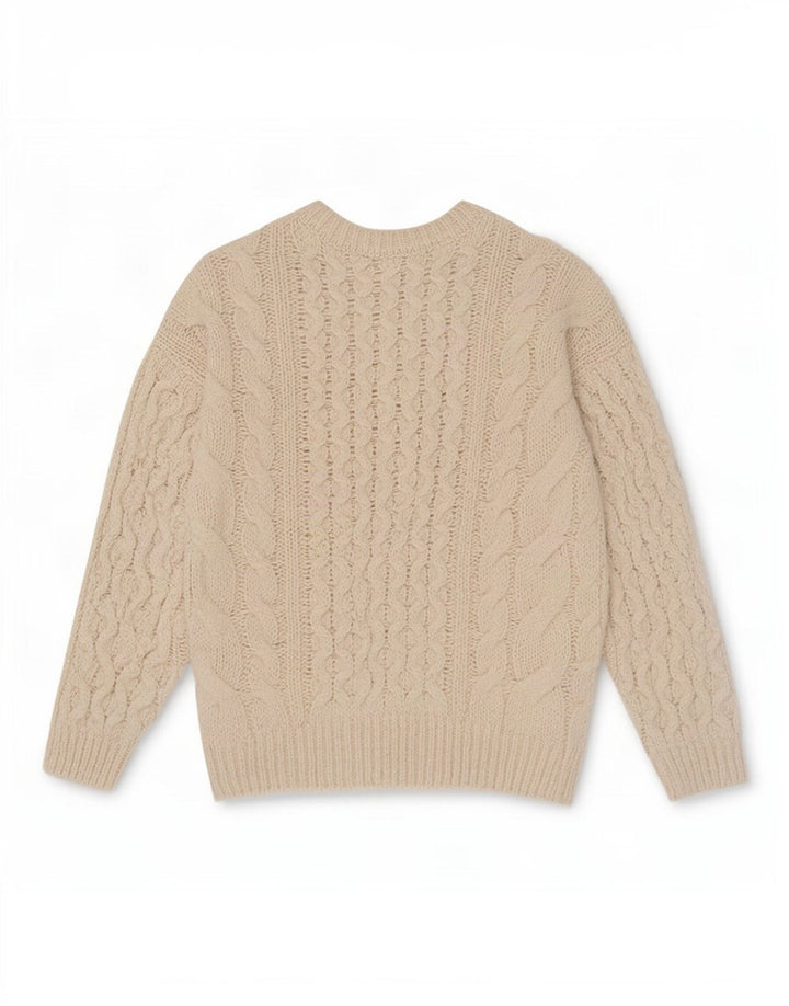 Zara Suéter feminino oversized com gola redonda UK 12 Médio Off White