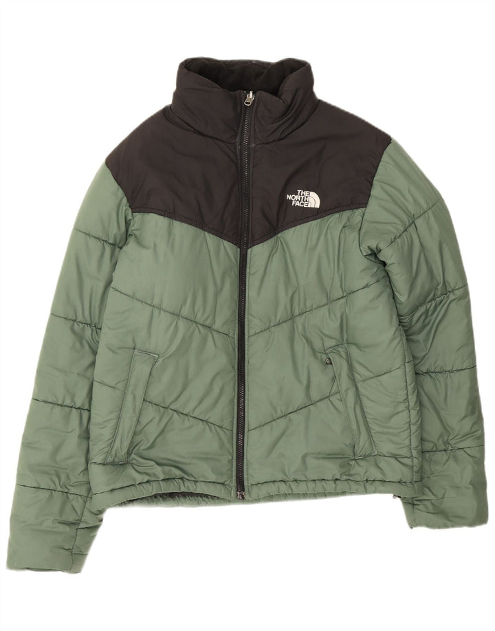 Jaqueta acolchoada masculina The North Face UK 36 poliéster colorblock verde pequeno