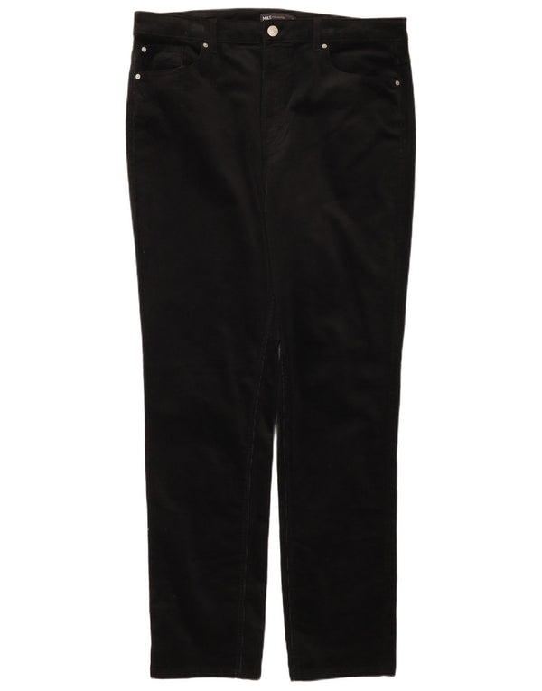Calça feminina de veludo cotelê Marks & Spencer UK 16 grande W36 L30 preta