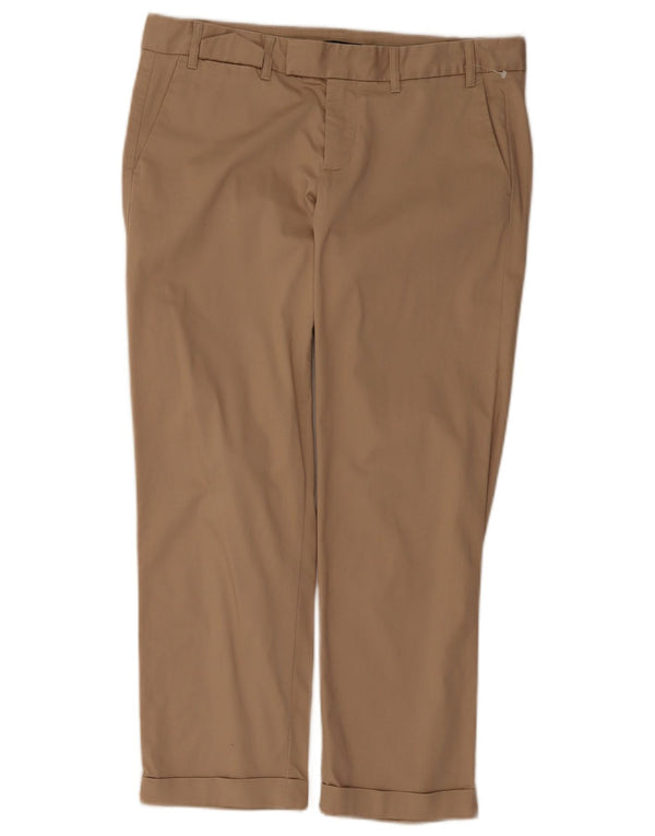 Calça chino reta feminina Gap Reino Unido 12 médio W32 L26 algodão bege