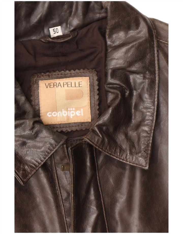 Jaqueta de couro masculina Conbipel IT 50 grande couro marrom