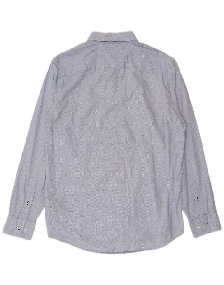 Camisa masculina Tommy Hilfiger Regular Fit algodão manchado azul médio