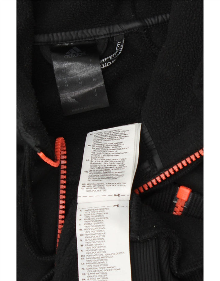 Suéter masculino Adidas Climawarm Graphic Zip com capuz médio preto poliéster
