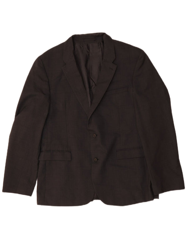 Jaqueta blazer masculina Marks & Spencer Autograph 2 botões Reino Unido 44 XL lã preta