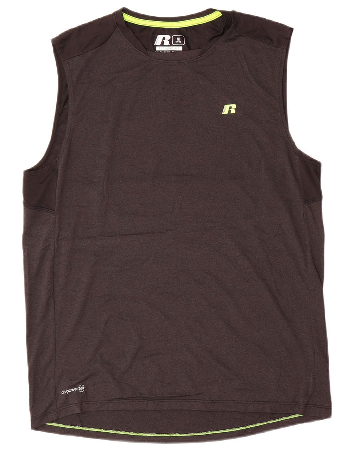 RUSSELL ATLÉTICO Masculino Dri-Power Colete Top Reino Unido 38/40 Poliéster Cinza Médio