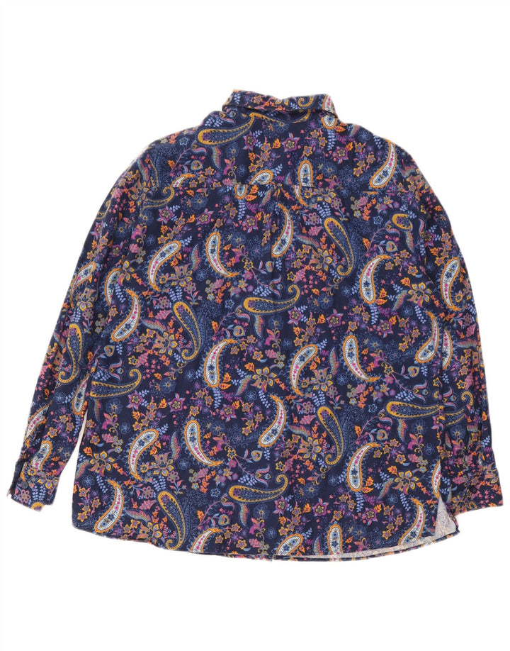 Blusa feminina grande Walbusch IT 44 médio azul marinho Paisley