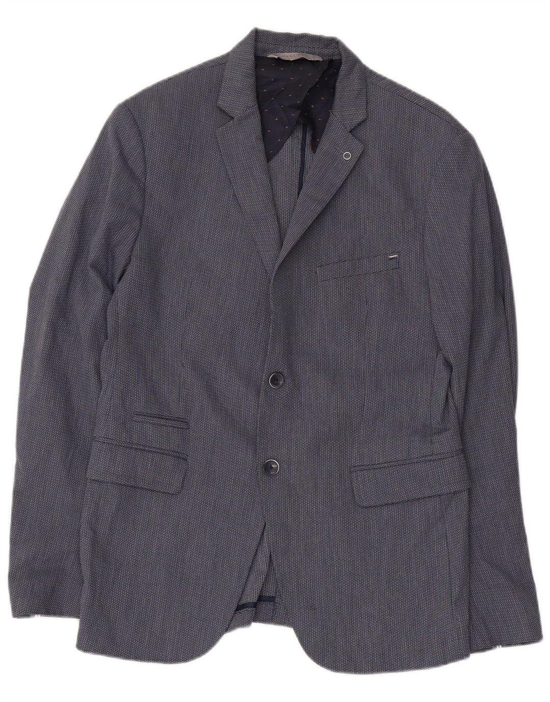 Jaqueta blazer masculina ZARA com 2 botões EU 50 poliéster azul marinho médio