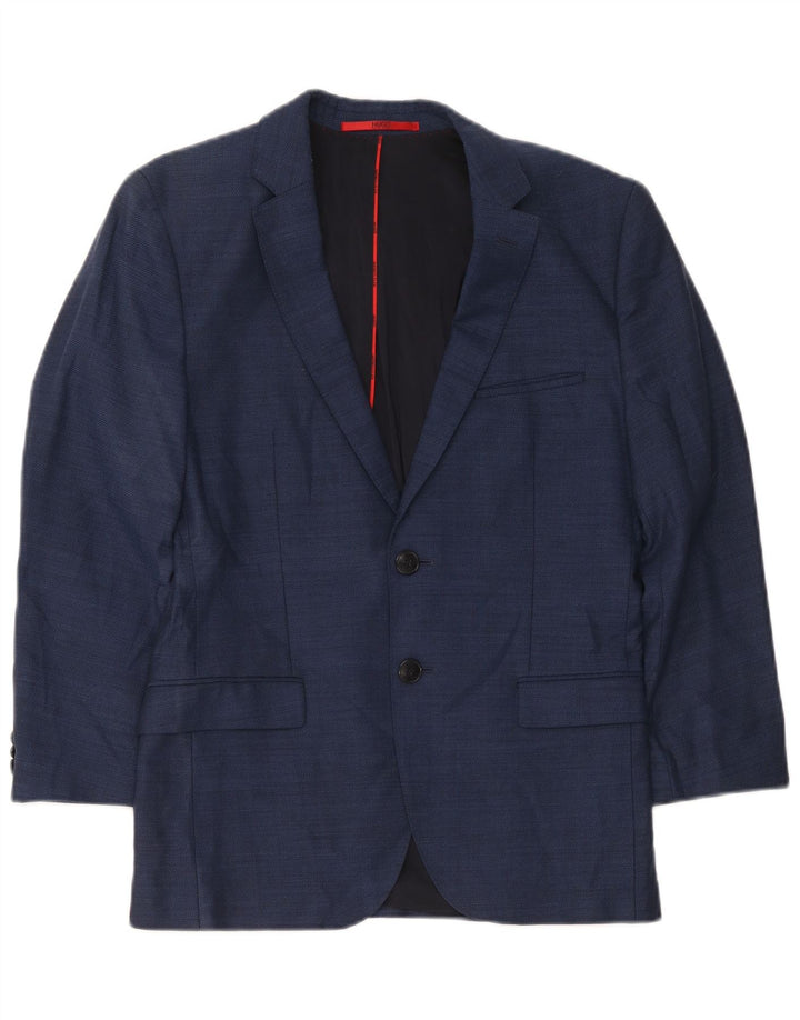 Hugo Boss Jaqueta blazer masculina de 2 botões UE 46 pequena lã virgem azul marinho