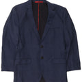 Hugo Boss Jaqueta blazer masculina de 2 botões UE 46 pequena lã virgem azul marinho