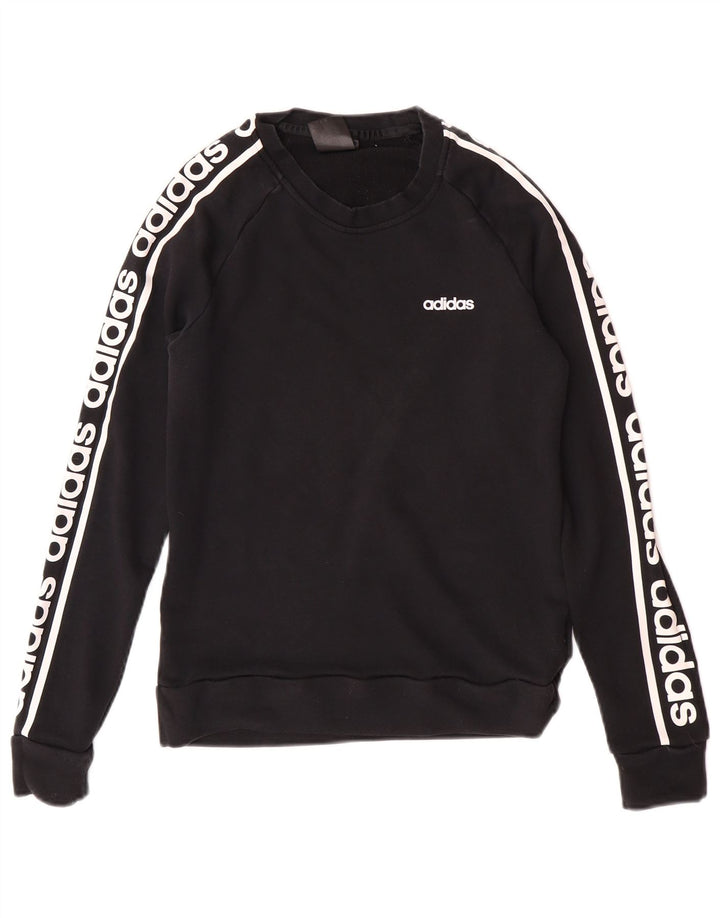 Adidas feminino gráfico moletom jumper reino unido 12/14 médio preto algodão