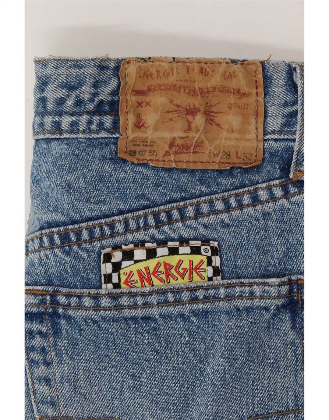 Bermuda jeans feminina Energie Graffiti Graphic W28 azul médio