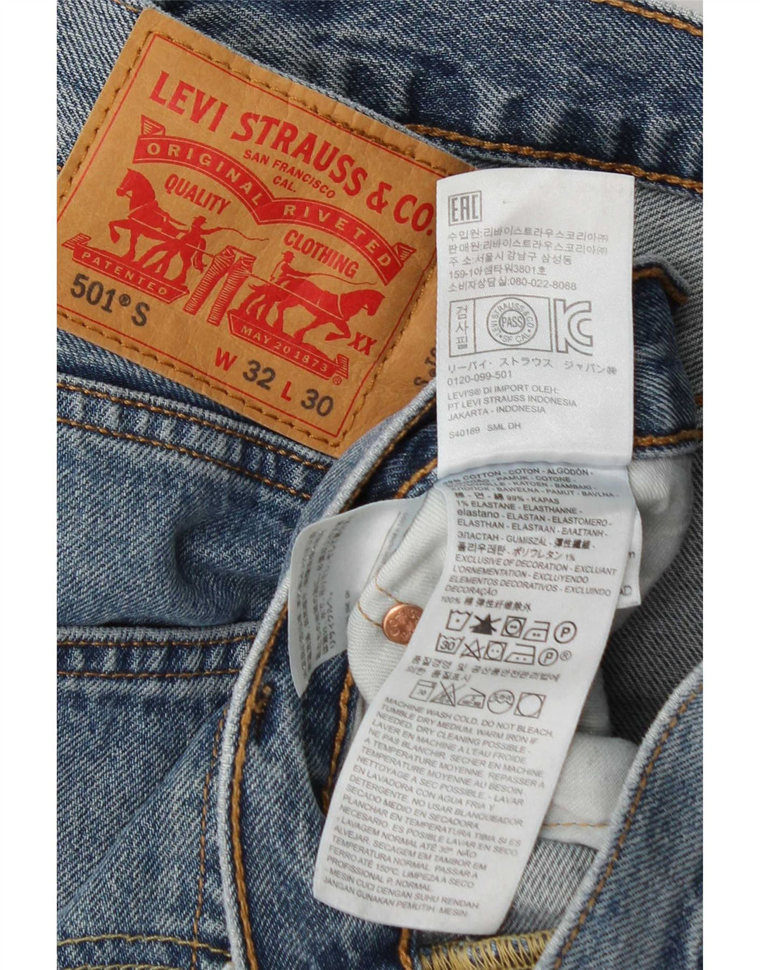 Levi's Masculino 501 Straight Jeans W32 L30 Azul Algodão