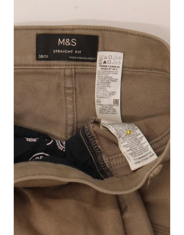 Jeans retos masculinos Marks & Spencer W38 L31 algodão bege