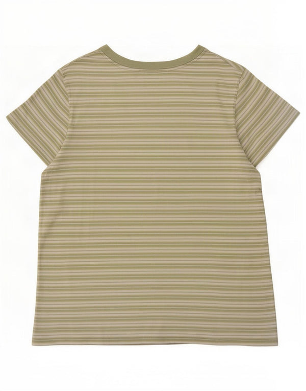Camiseta feminina Levi's UK 16 grande algodão listrado verde