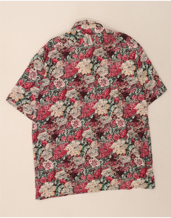 Camisa masculina vintage de manga curta tamanho 41/42 grande floral multicolorido