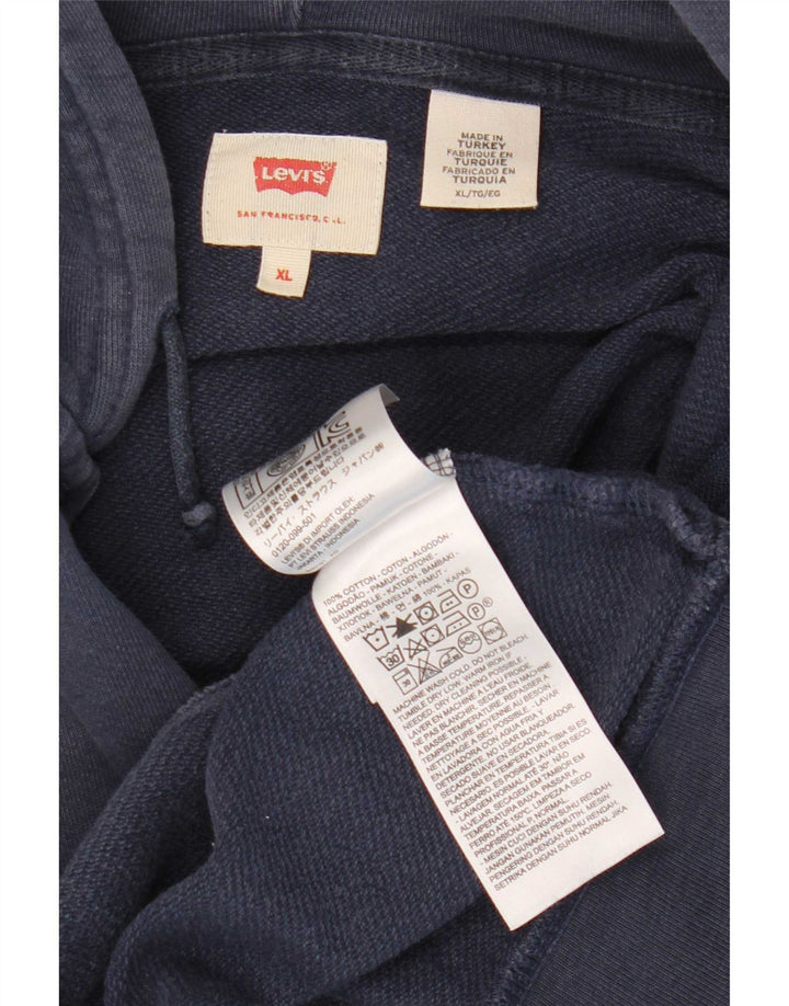Suéter masculino com capuz e zíper Levi's XL azul marinho algodão