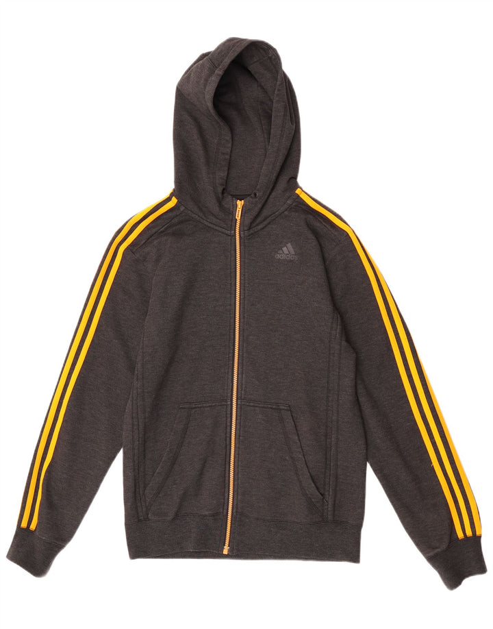 Suéter masculino Adidas Climalite Zip com capuz pequeno poliéster cinza