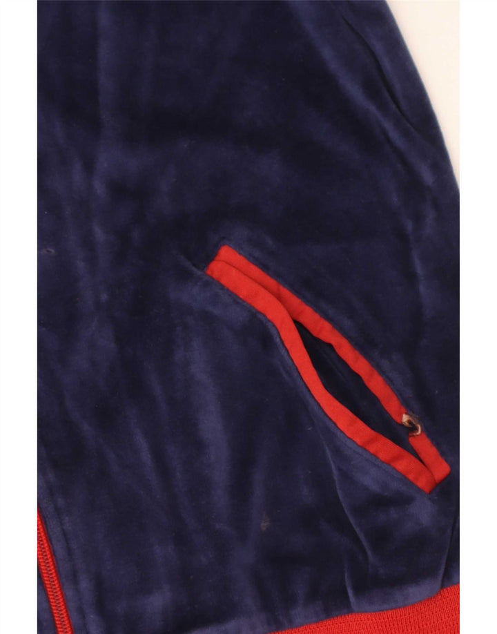 Jaqueta de treino feminina vintage Reino Unido 14 bloco colorido azul marinho médio
