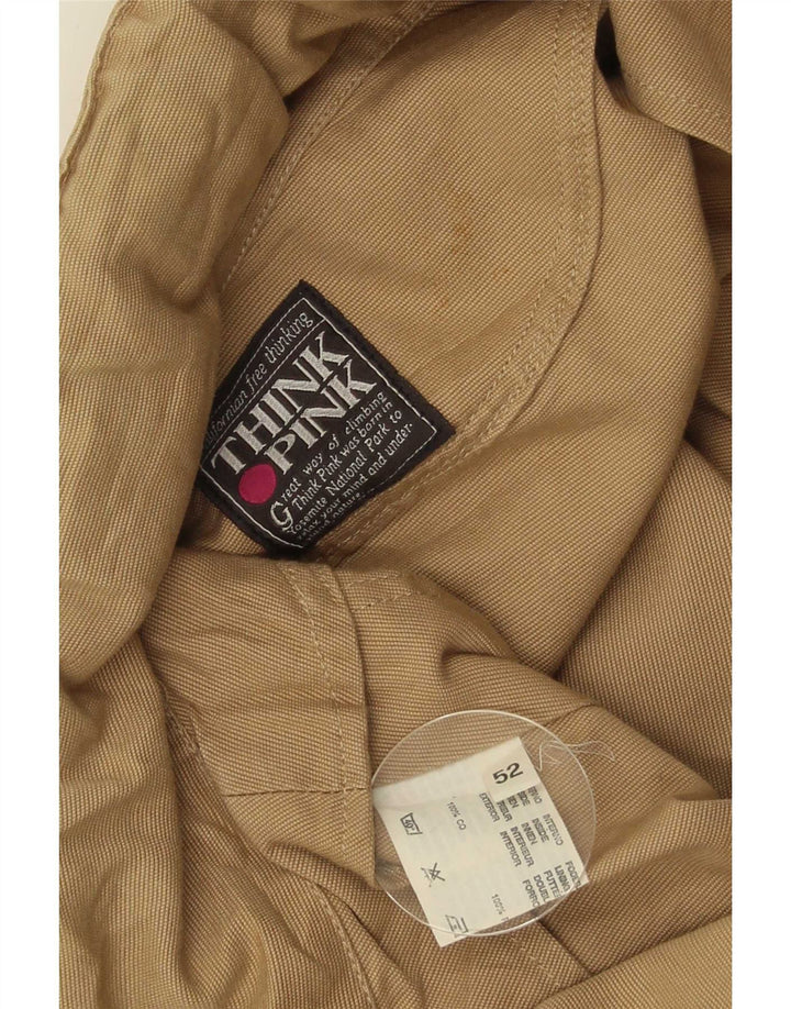 Jaqueta utilitária masculina com capuz Think Pink IT 52 XL algodão bege