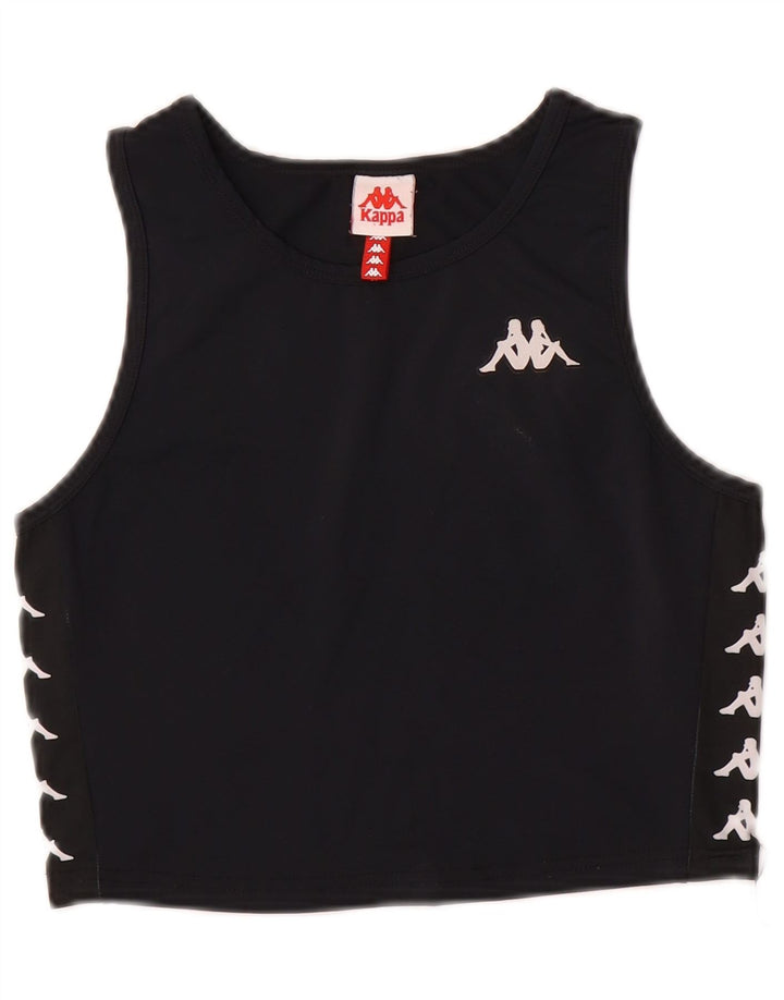 Kappa Womens Crop Graphic Vest Top Reino Unido 12 Médio Preto
