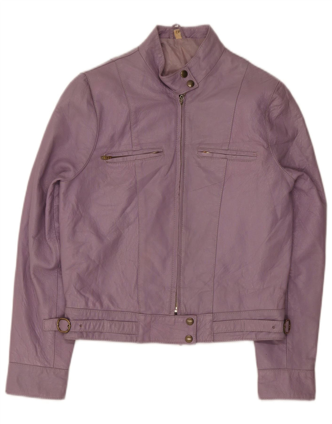 Jaqueta de couro bomber feminina vintage IT 42 couro roxo médio