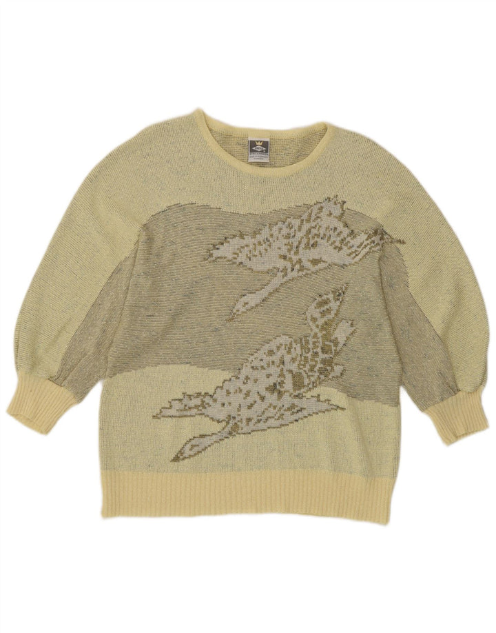 Suéter feminino Freya com gola canoa e gola redonda Reino Unido 14 médio amarelo