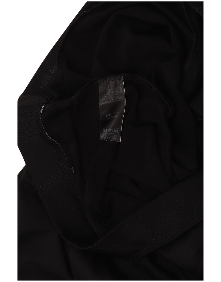 Calça de treino feminina Marks & Spencer UK 12 poliéster preto médio
