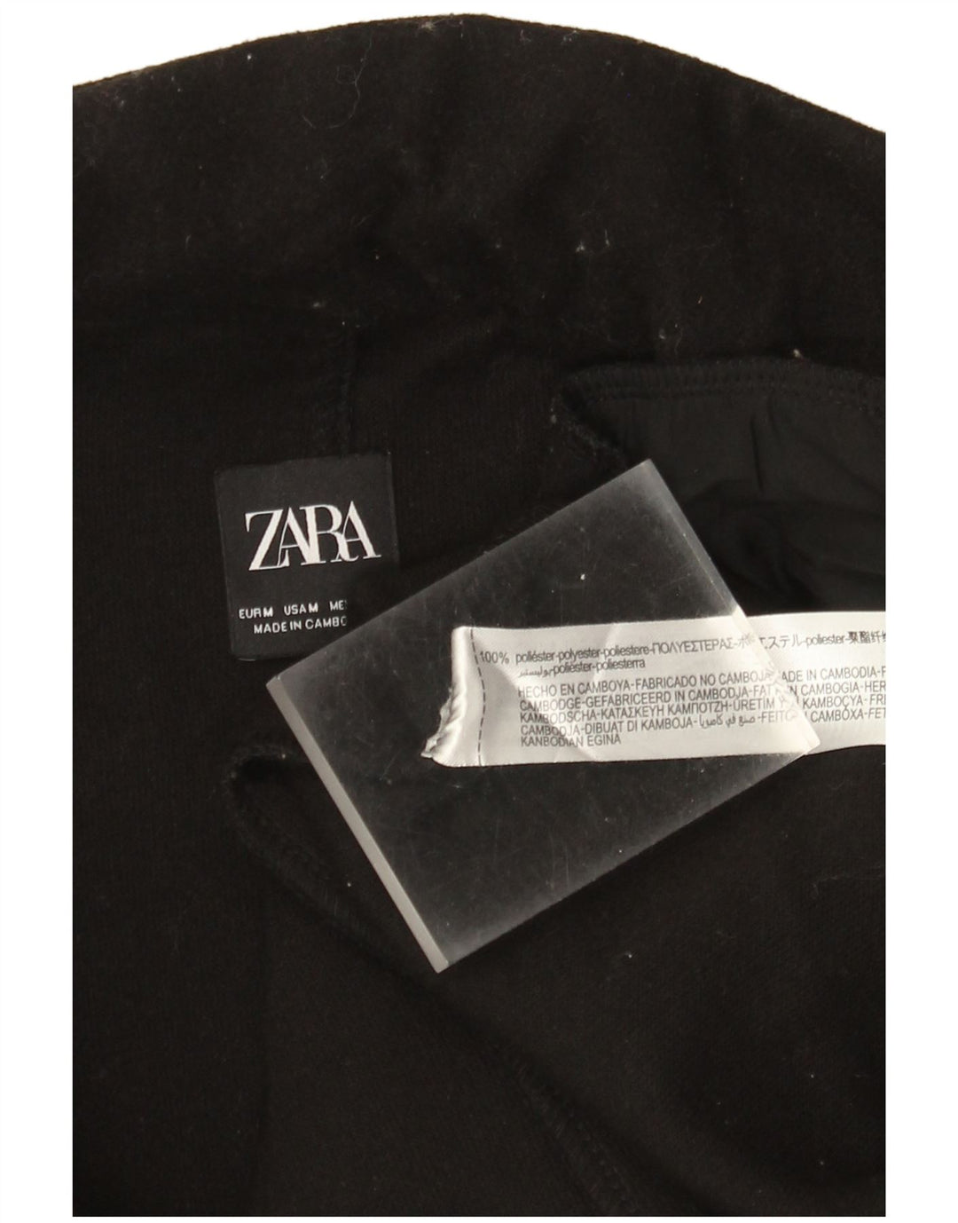Sobretudo aberto feminino Zara UK 14 poliéster preto médio