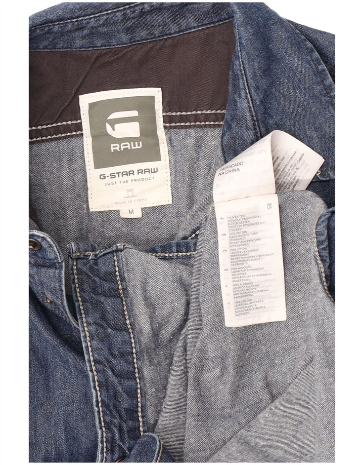 Camisa jeans masculina G-Star de algodão azul médio