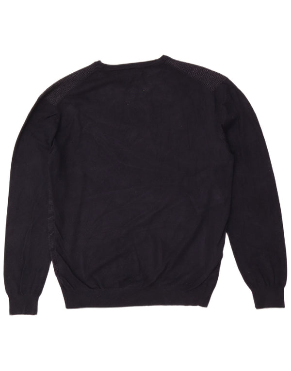 Suéter feminino Trussardi com gola canoa e viscose azul marinho Reino Unido 18 XL