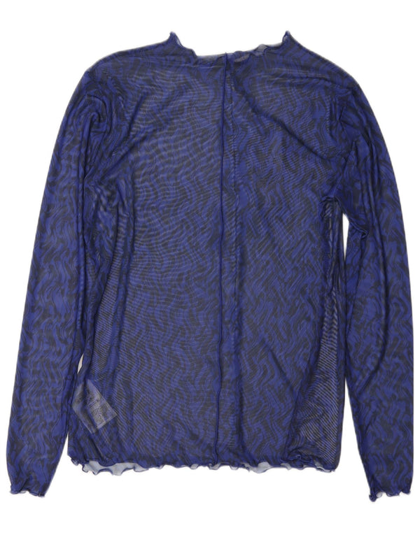 Parte Dois Manga Longa Feminina Transparente Top UK 18 XL Azul Chevron Poliéster