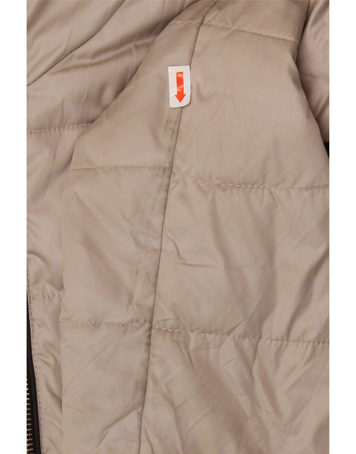 ELLESSE Womens Hooded Padded Jacket UK 14 Medium Beige Polyester