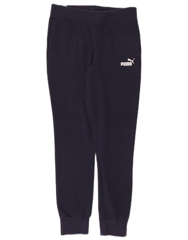 Calça de treino feminina Puma Joggers UK 10 pequeno algodão azul marinho