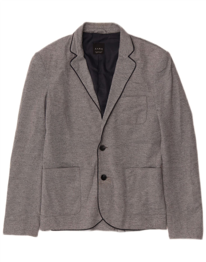 Jaqueta blazer masculina Zara com 2 botões UK 36 poliéster cinza pequeno