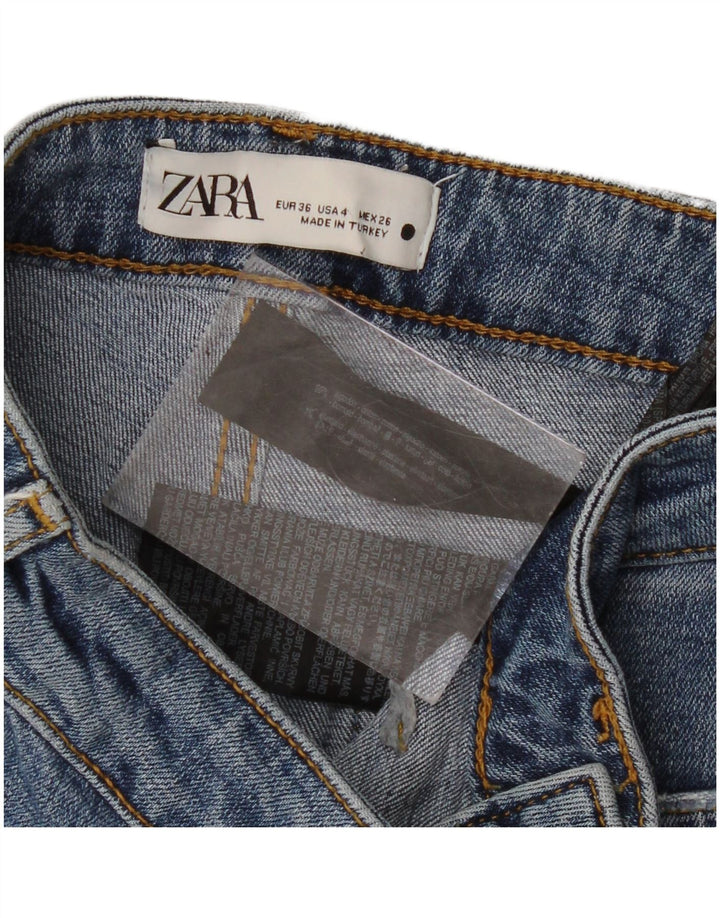 Calça jeans reta feminina Zara EU 36 XS W26 L26 azul algodão
