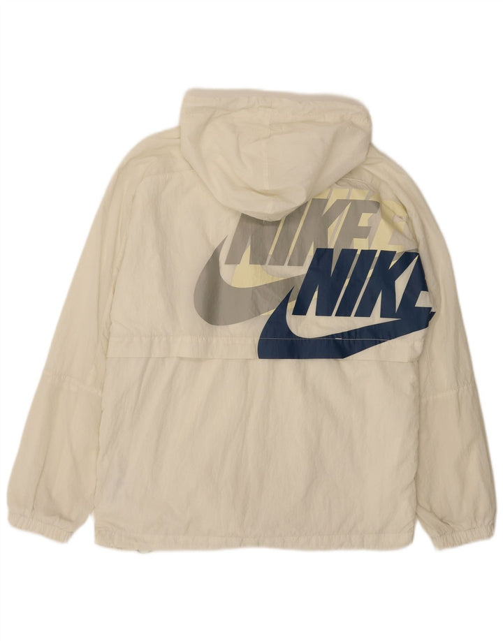 NIKE Mens Graphic Hooded Tracksuit Top Jacket Pequeno Off White Nylon