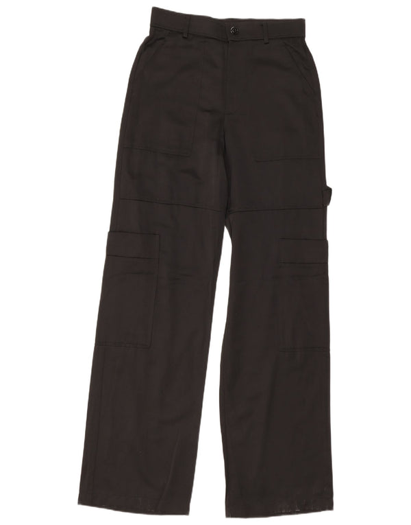 Calça cargo feminina Zara cintura alta perna larga pequena W26 L33 preta viscose