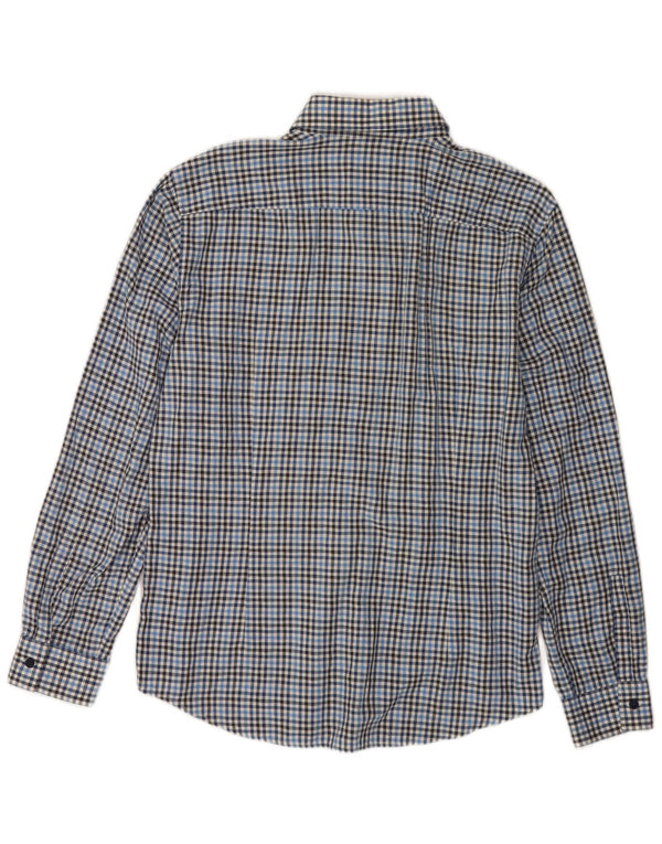 Camisa masculina Slim Fit Hugo Boss grande algodão xadrez azul
