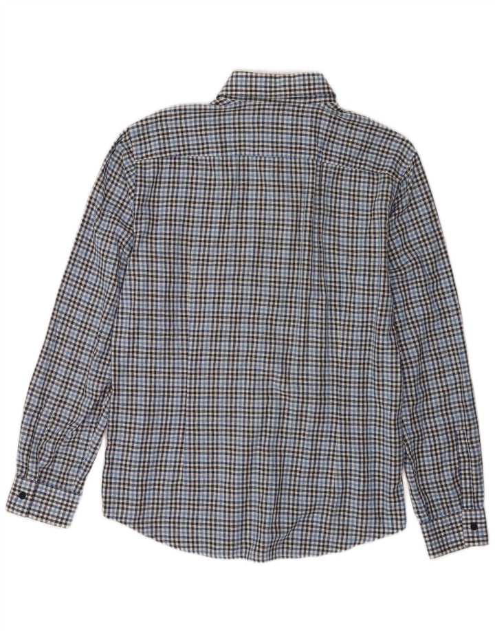 Camisa masculina Slim Fit Hugo Boss grande algodão xadrez azul