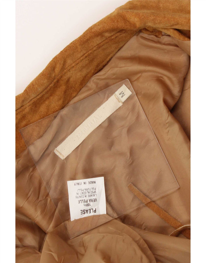 Jaqueta Imperial Feminina Crop Suede UK 12 Couro Bege Médio