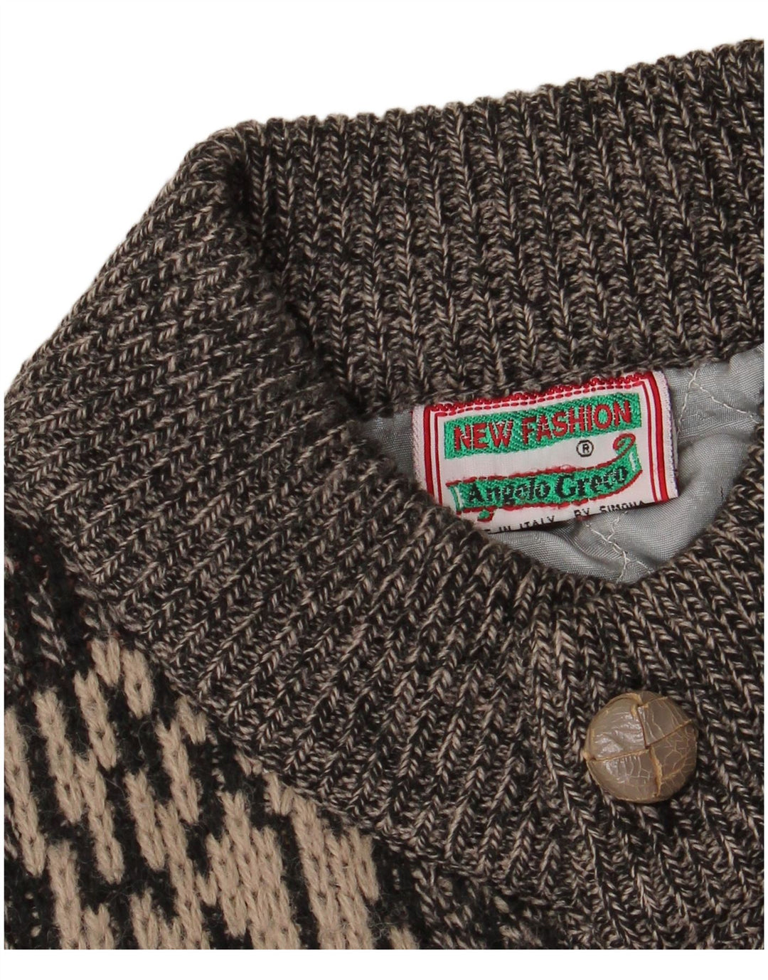 Suéter cardigã vintage masculino com padrão abstrato IT 50 cinza médio