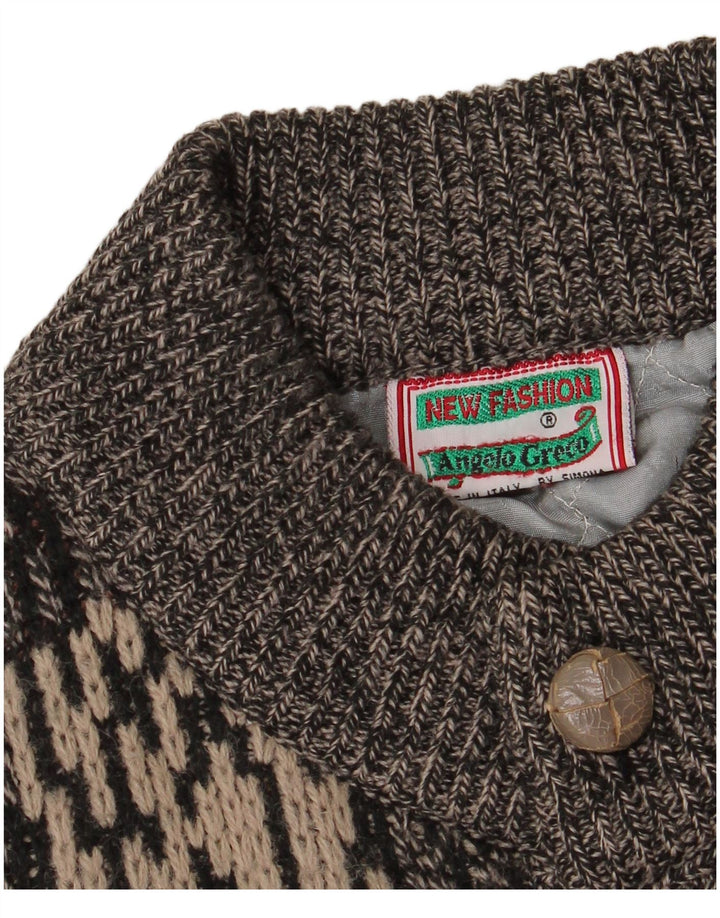 Suéter cardigã vintage masculino com padrão abstrato IT 50 cinza médio