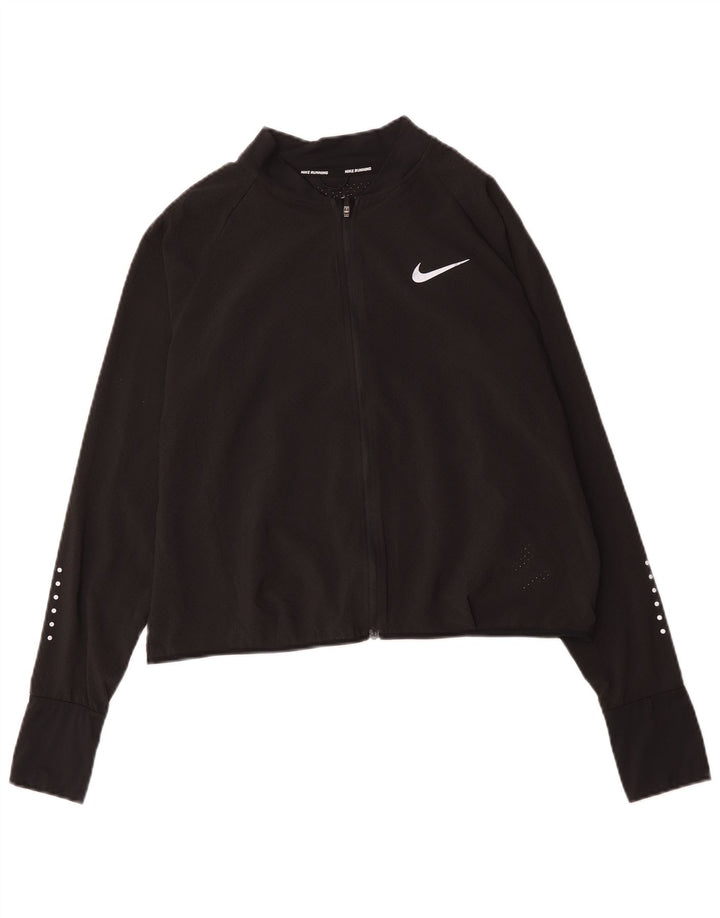 Nike Womens Running Crop Tracksuit Top Jacket UK 16 Grande Poliéster Preto