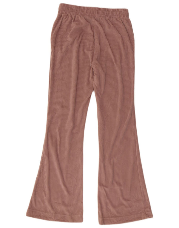 Adidas Mulheres Flare Velour Calças De Treino UK 12/14 Médio Rosa