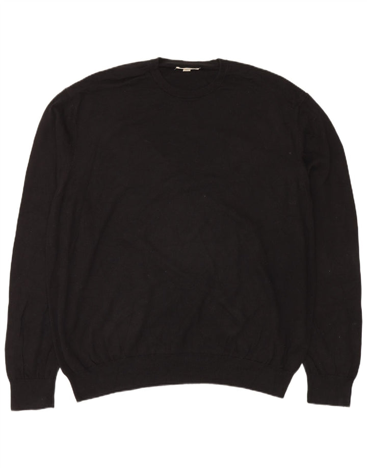 Suéter masculino Marks & Spencer com gola redonda 4XL algodão preto